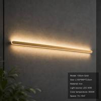 Applique murale LED linéaire nordique en fer doré, lampe longue 60cm 80cm 100cm 120cm, CRI90, dimmable, pour fond TV et escalier