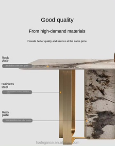 Ensemble de table à manger de luxe en marbre pour cuisine, table console d'angle, mobilier, ensemble de table à manger 6 places - Product Image 4