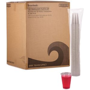 Boardwalk BWKTRANSCUP9CT 9 Onzas Vasos de Plástico Polipropileno Translúcido para Bebidas Frías, 100 Vasos por Funda, 25 Fundas por Caja - Product Image 4