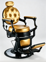Fauteuil de Barbier Hydraulique Doré Inclinable pour Salon de Coiffure, Chaise de Coupe de Cheveux Robuste, Équipement de Barbier Professionnel