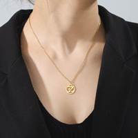 Collier en acier inoxydable avec pendentif symbole Om indien et trident, symbole Om Shiva, bijou talisman vintage pour le yoga