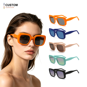 Lunettes de soleil tendance en acétate bio, monture carrée épaisse, verres <span class=keywords><strong>TAC</strong></span> UV400, style rétro audacieux, personnalisables OEM/ODM avec logo - Product Image 1