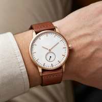 Montre-bracelet pour homme avec logo client, mouvement japonais, étanche, à quartz, avec bracelet en cuir véritable