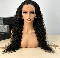 Perruque en cheveux humains Remy bouclés, densité 200%, sans colle, avec dentelle HD 13*4, noir naturel, pré-épilée avec baby hair, pour femmes noires