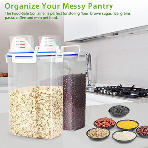 <span class=keywords><strong>2Kg</strong></span> Trong Suốt Kín Hạt Jar Nhựa Kín Tank Gạo Khô Thực Phẩm Ngũ Cốc Lưu Trữ <span class=keywords><strong>Container</strong></span> Với Đo Cup - Product Image 5