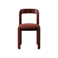 Chaise de salle à manger moderne avec cadre bordeaux, pieds en bois de caoutchouc et coussin rembourré en lin pour la maison, le bureau et l'hôtel