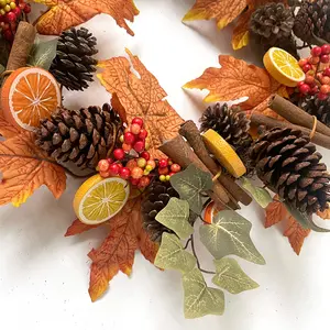 Manufacturer Supply Fall Leaf Pine Cone Tinsel Garland New Christmas Natural