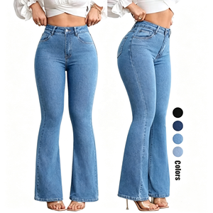 Jeans <span class=keywords><strong>de</strong></span> Mujer <span class=keywords><strong>de</strong></span> Cintura Alta, Elásticos, Ajustados, con Corte <span class=keywords><strong>de</strong></span> <span class=keywords><strong>Campana</strong></span>, en Varios Colores, <span class=keywords><strong>Pantalones</strong></span> Vaqueros Casuales para Dama - Product Image 6