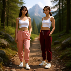 Top Corto de Tirantes Finos Tejido para Mujer, Pantalones Deportivos con Cintura Elástica y Bolsillos, Transpirables, Corte Regular, Ropa Deportiva para Todas las Temporadas - Product Image 2