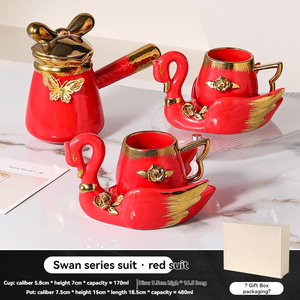 Tasses et soucoupes à café en céramique électroplaquée or à bord doré, style Moyen-Orient, services à thé de l'après-midi, mugs et soucoupes en céramique - Product Image 6
