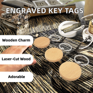 Lazer kazınmış ahşap anahtarlıklar boş dikdörtgen elmas ev tasarımı kişiselleştirilmiş DIY hatıra deri ve Metal malzeme ile - Product Image 2