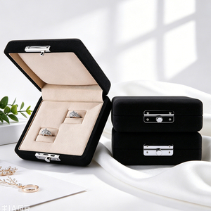 JINSKY Elegant Rectangle Jewelry <b>Box</b> With Velvet Interior Hasps Closure For Earrings And <b>Rings</b> Gift Storage Case - Product Image 5