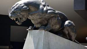 Ferocious bronzo pantera statua artigianale gatto selvatico scultura per il paesaggio all'aperto e spazi commerciali pantera nera - Product Image 4