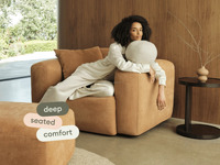 Fauteuil modulaire moderne style Torquay, écologique, durable, minimaliste, en tissu beige pour salon, bureau à domicile, hôtel