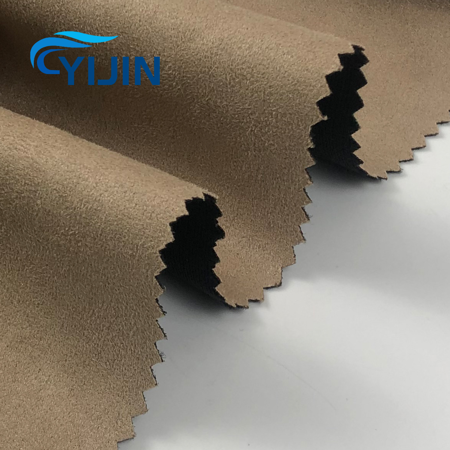 210gsm Double Faced Woven Stretch Micro Fiber Polyester Suede Fabric Laminated with Black Knit for Girl's Fashion Shell Jacket