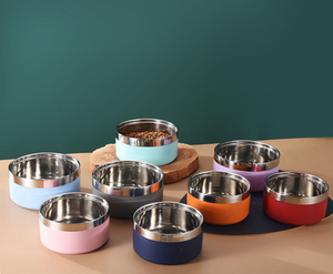 Mangkuk Makan Hewan Peliharaan Anjing Kucing <span class=keywords><strong>Stainless</strong></span> <span class=keywords><strong>Steel</strong></span> Dinding Ganda 64oz Grosir - Product Image 3