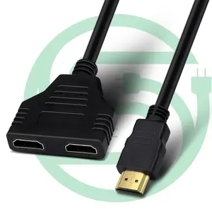 HDMI 1 en 2 salidas macho a doble HDMI 2 hembra HDMI Splitter Cable interruptor convertidor Cable adaptador 30cm
