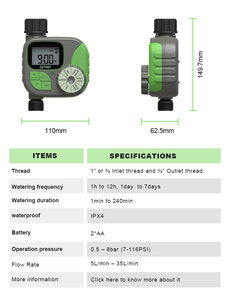 Cho Tự Động Điện Tử Không Thấm Nước Màu Xanh Lá Cây + Màu Xám Nước Hẹn Giờ Cho Vườn Nhà Máy Thủy Lợi 1hr-12hr/1day-7day Lập Lịch 2 AA - Product Image 5