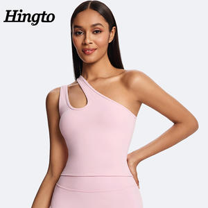 पुनर्नवीनीकरण स्पोर्ट्स बनिट जिम कसरत योग सक्रियवियर एथलेटिक टॉप थोक एक कंधे से महिला फिटनेस के लिए खेल ब्रा - Product Image 1