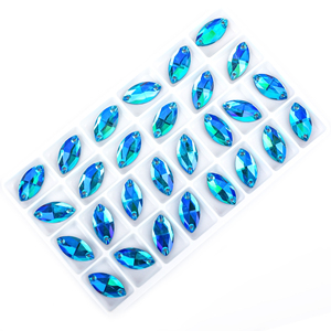 VCE colorato cucire sul doppio foro strass vetro vetro Flatback Navette per gioielli abbigliamento scarpe accessori - Product Image 2