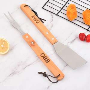 Vente en gros BBQ Acier inoxydable Grill Trois ensembles Manche en bois Fourchette <span class=keywords><strong>Mini</strong></span> <span class=keywords><strong>Pelle</strong></span> Clip - Product Image 4
