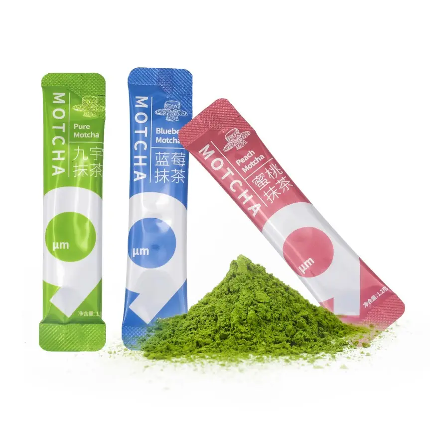 Organic Ceremonial Matcha Green Tea Powder Single Serve Individual stick pouch matcha Sachet for direct drink