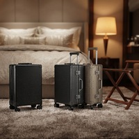 Valise de luxe classique haut de gamme en aluminium rigide avec motif de fleurs de glace, serrure TSA, roues pivotantes à 360 degrés
