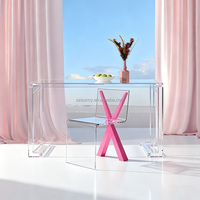 Moderner Transparenter Acryl-Esszimmerstuhl Hochwertige Rückenlehne Farbenfroher 4-6-Sitzer für Zuhause Büro Café Schule Party Esstische mit Metallbeinen