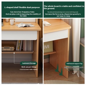 Escritorio y Estantería Integrados de Estilo Moderno, Mesa de Computadora de Madera con Panel Simple <span class=keywords><strong>para</strong></span> Dormitorio, Estudio y Escritura - Product Image 4