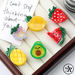Lindo Mini accesorio para el cabello Clip nuevo acetato fruta horquilla fresa uva sandía 5cm tiburón Clip para niñas flequillo - Product Image 4