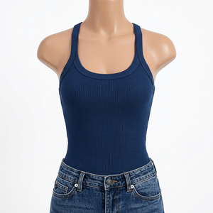 Women's Color Blocked Scoop Neck Tank <b>Top</b> Quick Dry Sporty Knitted Spandex Polyester Fit Workout Wear Tank <b>top</b> for women - Product Image 1