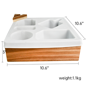 Bandeja de soporte de taza de sofá de silicona de bambú para aperitivos con soporte de teléfono giratorio Oficina - Product Image 5