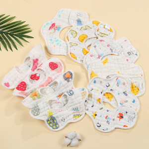 Bavoirs pour bébé en forme de pétale Carlota, 25x26cm, en gaze à huit couches, imprimés en pur coton, pour nourrissons et jeunes enfants - Product Image 4