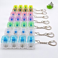Jouet de décompression créatif transparent, 4 touches, Fidget Clicker, lumière LED, porte-clés, breloque de sac, accessoires, porte-clés en forme de capuchon de clavier