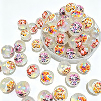 Perles acryliques lumineuses irisées à trou droit, motif vache des Highlands, perles rondes pour DIY stylos, bracelets, colliers, bijoux, perles en vrac