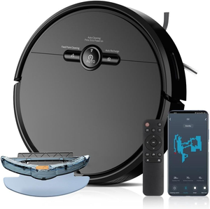 Robot aspirateur D2-001, nettoyage humide et sec, balayage et lavage, batterie 4400 mAh, filtre HEPA, commande vocale Google Home Alexa, automatique, pour la maison - Product Image 1