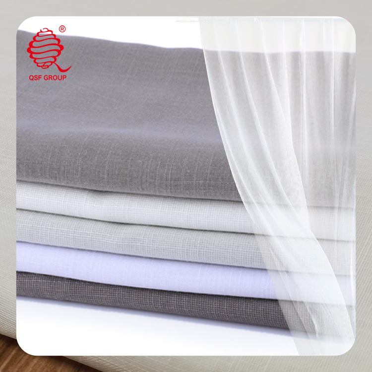 Bamboo Slub Plain Woven Dyed Sheer Fabric 100% IFR Fire Retardant Tight Texture Lightweight Light Shadow Design for Modern