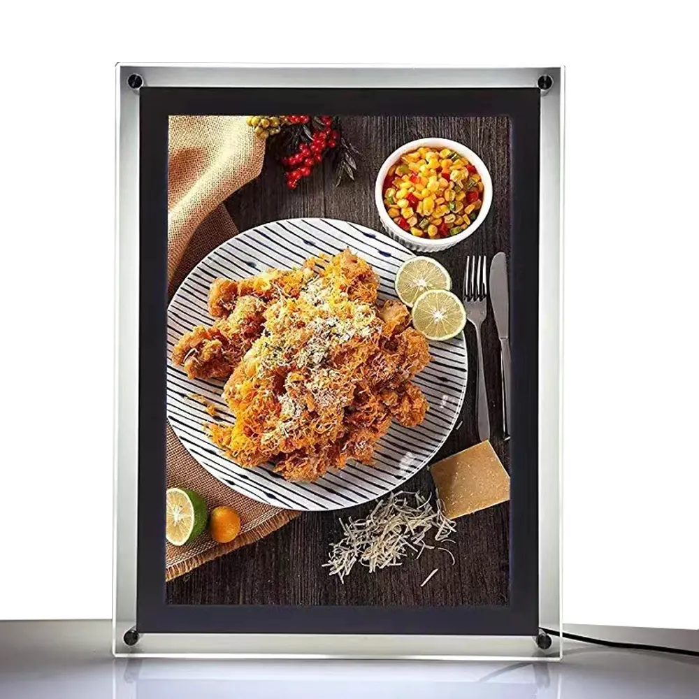 Led Menu Light Box A1 A2 A3 A4 Landscape Window Hanging Acrylic Backlit Picture Frame Led Light Box Advertising Display