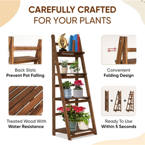 Wholesale Wood <strong>Corner</strong> Display <strong>Shelves</strong> 5 Tier Wooden <strong>Ladder</strong> Storage Bookcase <strong>Shelf</strong> - Product Image 3