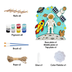 DIY 3D Weltraum Holzpuzzle Malset Kreatives Astronauten-Lunarbase-Bastelset mit Aufhänge-Kit Ideales Geschenk für Kinder - Product Image 3
