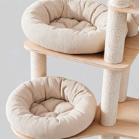 Arbre à chat pliant en bois de luxe classique 154 cm, capsule spatiale moderne, double perchoir, 2 niveaux, jouet interactif, griffoir d'activités