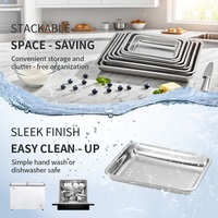 Plateau rectangulaire carré en acier inoxydable 304/201/410 écologique moderne pour barbecue, salle à manger et dîner à la vapeur