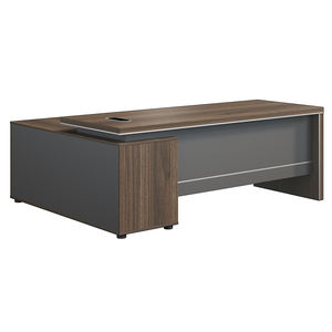 โต๊ะทำงานแบบมัลติฟังก์ชันโมดูลาร์2ม. 1.8ม. 1.6ม. โต๊ะผู้บริหารแบบมัลติฟังก์ชัน MFC สีเทาลายวอลนัท - Product Image 2