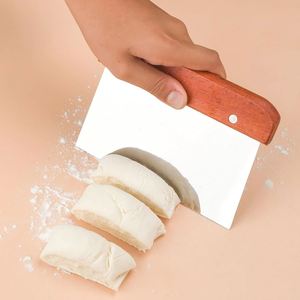 Food Grade Stainless Steel Dough Scraper Cutter with Wood Handle Dishwasher Safe Baking <b>Tool</b> - Product Image 4