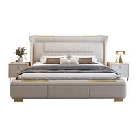 Muebles de Dormitorio Modernos, Cama King Size de Cuero, Juego de Dormitorio con Cama Matrimonial, Cama Box, Cama Individual Queen Size