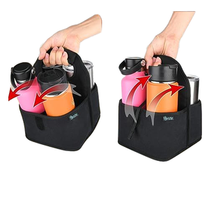 Portavasos Portátil Reutilizable para 4 Tazas de Café, Aislado, de Tela de Poliéster y PEVA, con Asa y Organizador para Uso en la Playa - Product Image 3