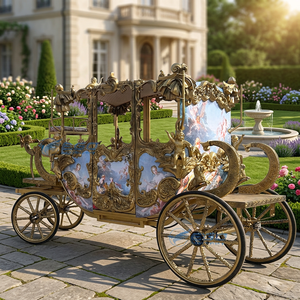 Calèche royale de luxe électrique pour mariage, sculpture personnalisée, 4 roues, dorée, pour visites royales, transport spécial romantique - Product Image 1