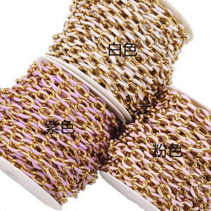 Stainless Steel Enamel Chain 1M DIY Jewelry Making Supply For <b>Bracelet</b> Necklace Craft Supplies Colorful Cross Chain - Product Image 3