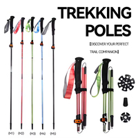 Bâtons de randonnée pliables portables en gros, 3 sections, plusieurs options de couleurs, poignée ergonomique, sangle de poignet réglable, pour activités de plein air
