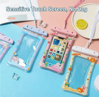 Pochette de téléphone en PVC de haute qualité, tactile sensible, photo sous-marine, airbag flottant, sangle de cou, style dessin animé pour la plongée, étanche